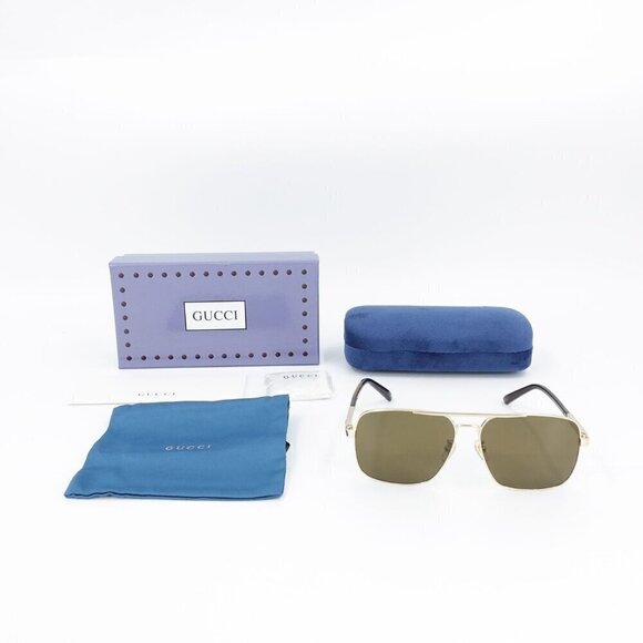 Gucci GG1289 Navigator Sunglasses Gold Brown OS - Picture 5 of 16